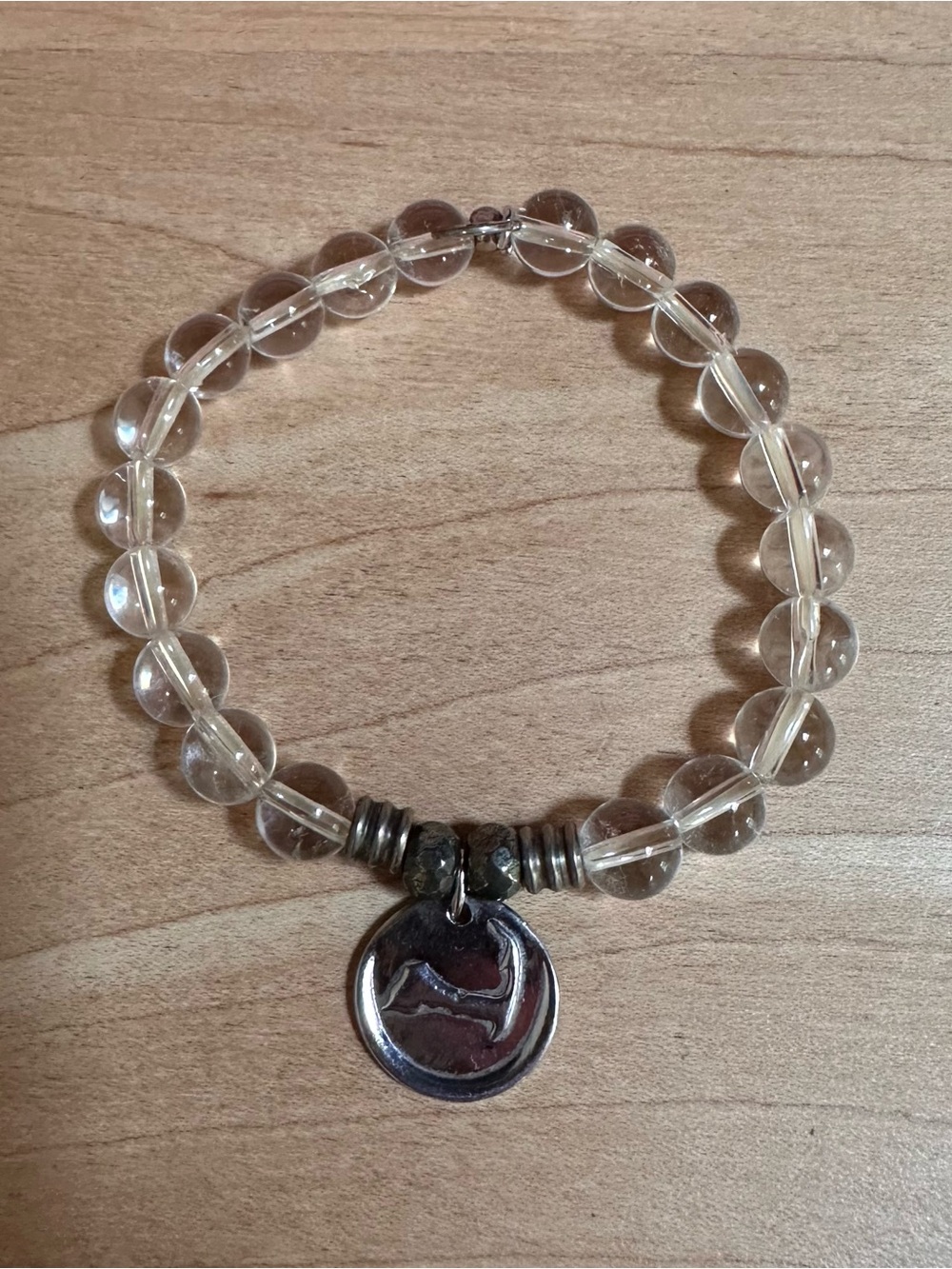 T. Jazelle Clear Bead Stretch Bracelet with Silver Cape Cod Charm